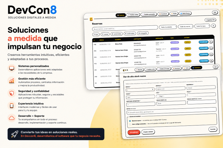 DevCon8 — soluciones a medida: portales web, dashboards y formularios de gestión